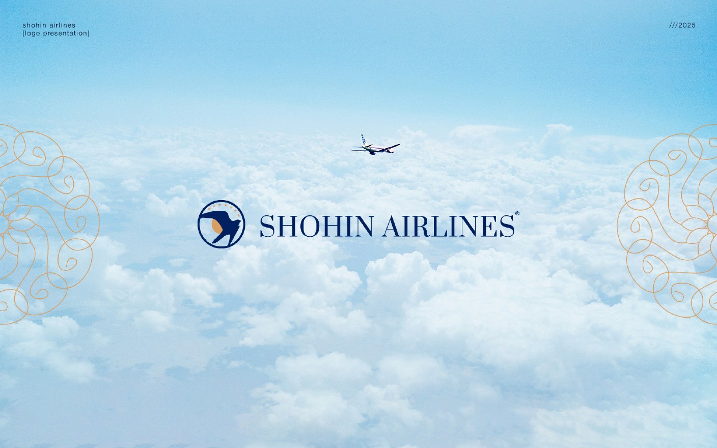 Shohin Airlines first logo concept in blue and gold